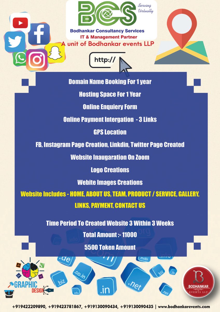 BCS - IT Management Partner.
Contact us for any IT Related Services Mentioned below
#webdevelopement #socialmedia #bodhankarevents