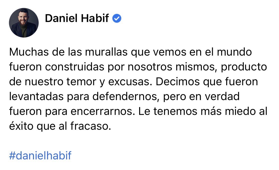 RoAlpuche's tweet photo. MURALLAS.

“Le tenemos más miedo al #éxito que al #fracaso.”

#DanielHabif https://t.co/oLzSCG2HbG