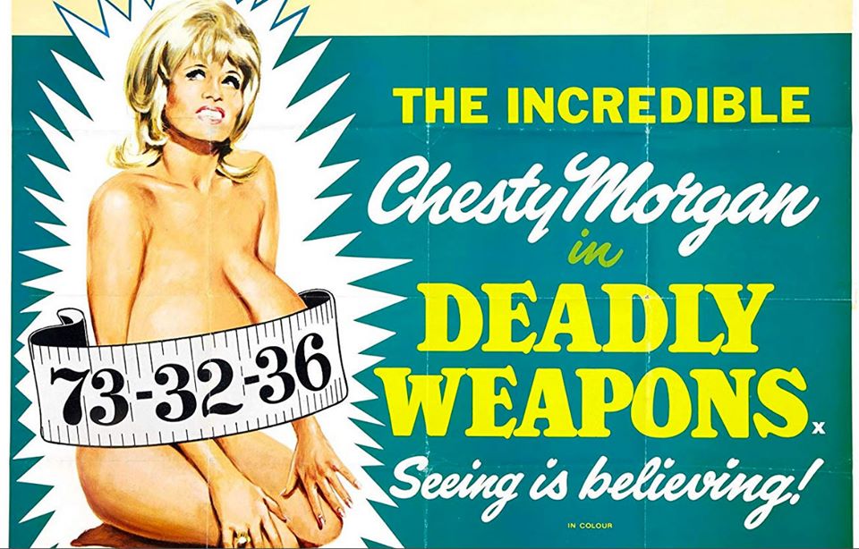 bitter69uk's tweet photo. BOTD: #sexploitation icon, the mega-buxom #ChestyMorgan (née Liliana Wilczkowska, b. 15 October 1937). Morgan’s cult infamy is assured from starring in two #DorisWishman b-movies that capitalized on her legendary 73-inch bust: Deadly Weapons (1974) and Double Agent 73 (1974). https://t.co/vuec9T6PKU