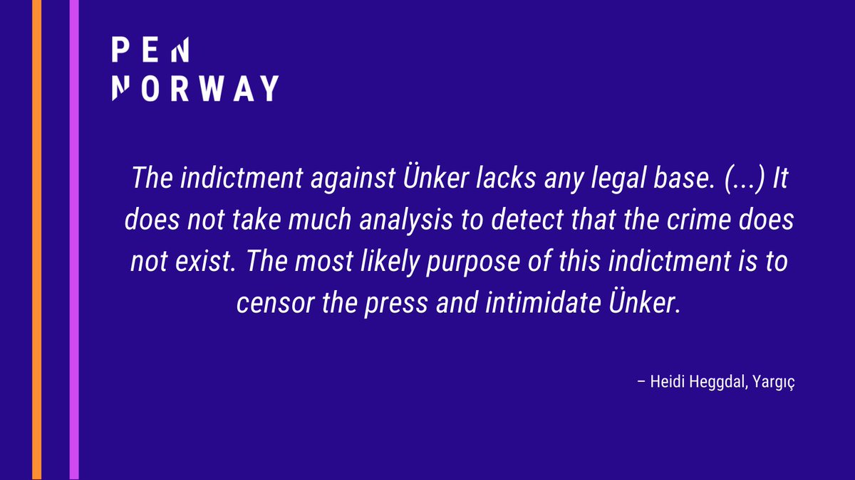PEN_Norway's tweet photo. #TurkeyIndicmentProject: Read the evaluation by Judge Heidi Heggdal on the Indictment against Pelin Ünker >>> https://t.co/lPzNsenFAF 
@HeggdalHeidi
 #RuleofLawTurkey #PelinÜnker https://t.co/ieznALZGpA