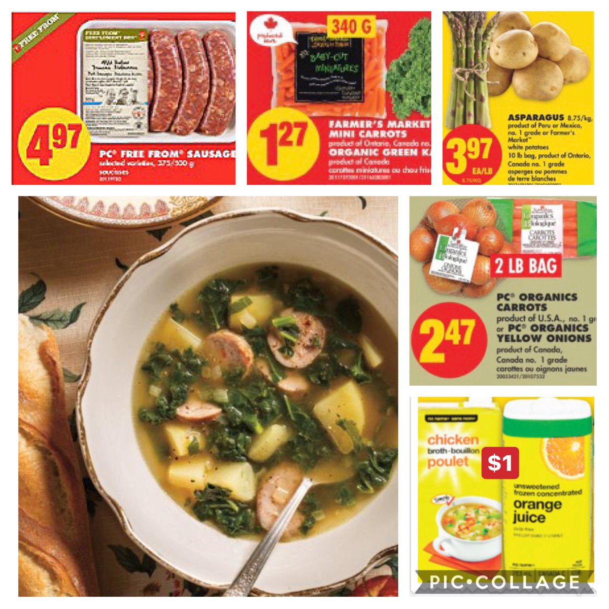 T_M_NoFrills's tweet photo. Weekly Flyer Budget Friendly Meal
Kale, Potato and Sausage Soup
#tomandmichellenofrills #nofrills #hauler #haulhard
#weeklyflyerdeals #budgetfriendlymeals #mealsunder20dollars #soup #nonamechickenbroth #noname #sausage #pc #pcfreefrom #kale #potatoes #onions #pcorganics https://t.co/XW596DfCFI