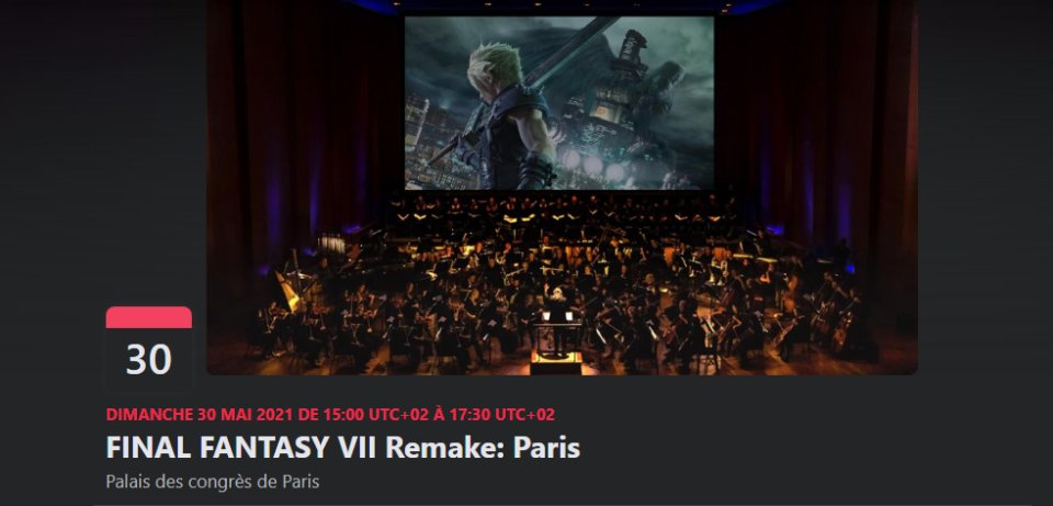 Le concert #FF7R à Paris est reporté au 30 mai 2021

fb.me/e/32PjqBUQp