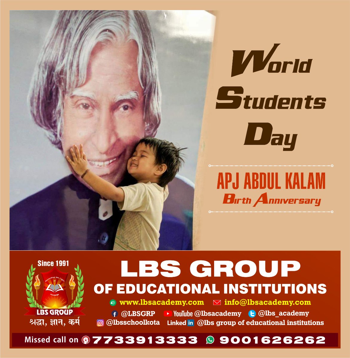 LBS_Academy's tweet photo. Failure will never overtake me if my determination to succeed is strong enough.

Happy World Students Day...

#MissileManofIndia #BharatRatna #APJAbdulKalam https://t.co/35MBmijD3G