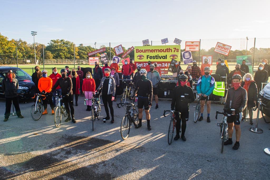 A show of solidarity today and support for the #WemakeEvents riders on their Bournemouth to Portsmouth section. #barrierman #Bmth7s #Subu #BCP #WeMakeEvents #Eventprofs #Events #Chapelgatesports