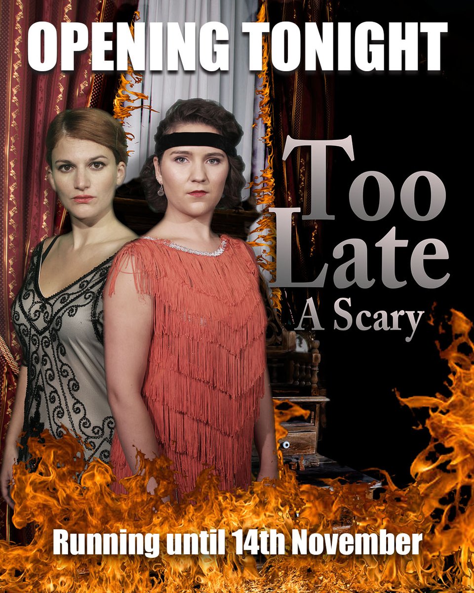 Opening tonight and running every Thurs, Fri and Sat at 7.30pm it's our scary thiller TOO LATE!  Some tickets are available on the door for tonight and all shows this week. Or book in advance here - ticketsource.co.uk/themarkettheat… #savelocaltheatre #hitchin #community 
#