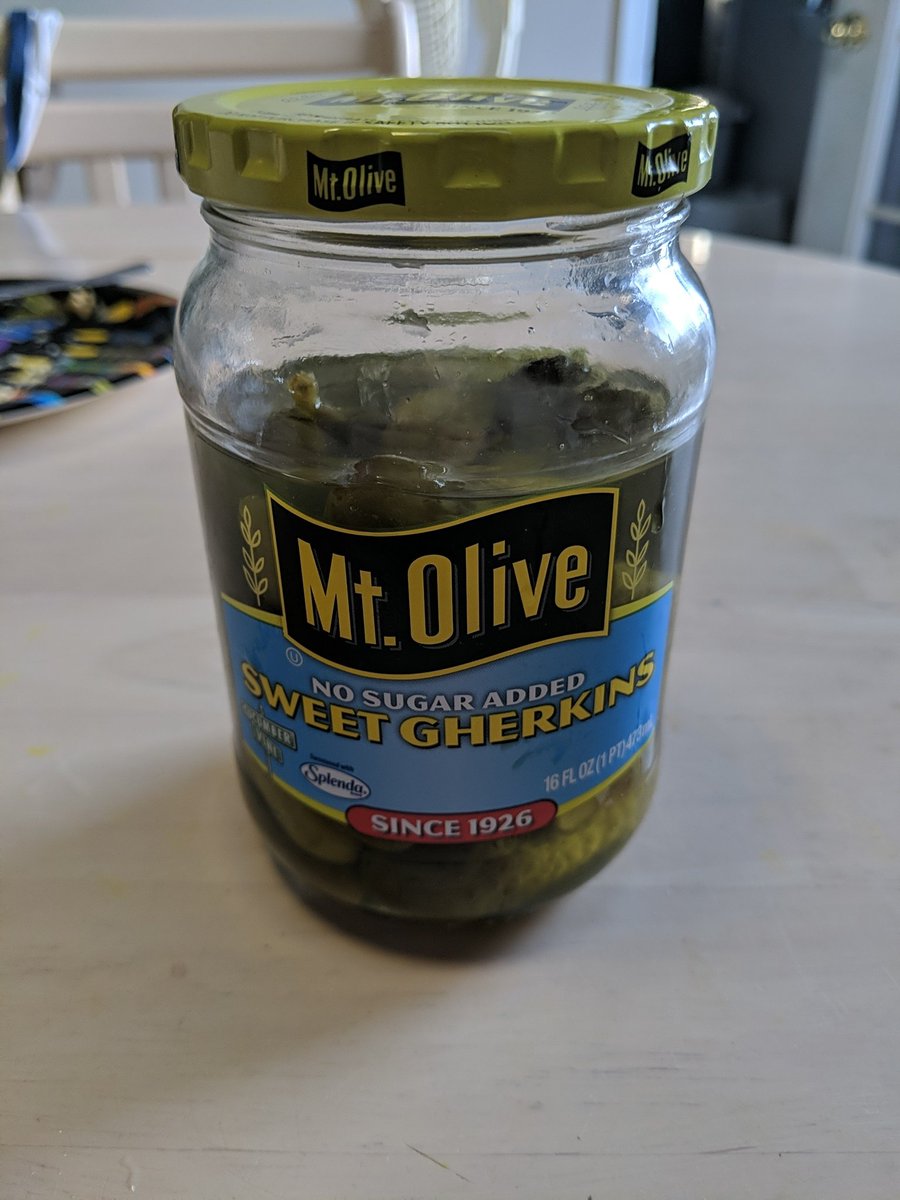 Josephkuli's tweet photo. @MtOlivePickles I'm going to need a bigger jar, it's my go to low carb snack. #pickleaddict #sweetgherkins #pickles #lowcarb #ketosnack #guiltypleasure https://t.co/39rWlLy7Y3