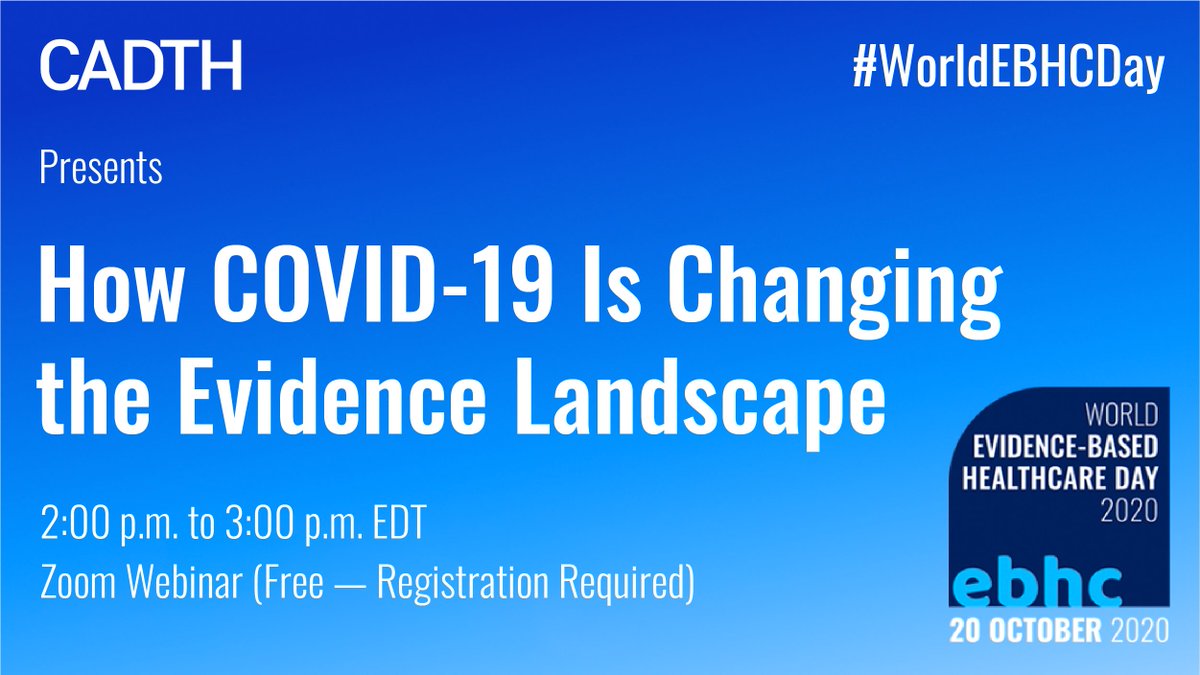 CDA_AMC's tweet photo. On #WorldEBHCday2020, join our panel of experts to talk about how #covid19 is changing the landscape of #evidence.

What is the level of risk decision-makers are willing to tolerate right now?

Please register 👉  https://t.co/LYalakHVYN
#EvidenceToImpact https://t.co/1qyNC5lT1C