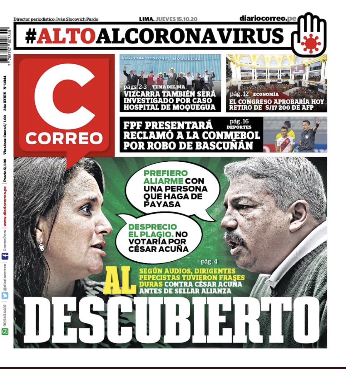 RUDYKURT's tweet photo. Q tal alianza con el @ppc_peru si así empiezan cómo terminarán @RichardAcunaN @BeingoleaA @marpereztello @CesarAcunaP no votarán por su candidato presidencial. https://t.co/69YOEIKFNY
