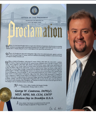 mcnyedu's tweet photo. Hispanic Heritage Month 2020, #myMCNY #Emergency Management Prof. George Contreras honored today with a Proclamation by Bklyn Boro Pres. Eric Adams for his ongoing selfless work in the classroom and the #Covid19 frontline.
Please join us in congratulating Professor Contreras! https://t.co/eJOokNaQmr