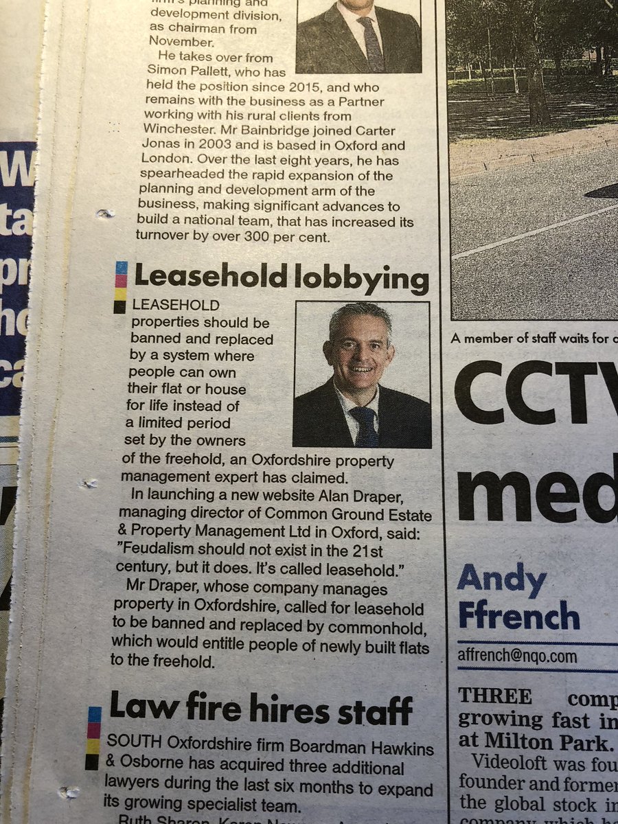 CommonGroundLtd's tweet image. Leasehold should be banned &amp;amp; replaced by a system where people can own their flat or house for life instead of a limited period - read all about it in today’s @TheOxfordMail @OxMailAndyF #propertymanagement #leaseholders #Oxfordshire