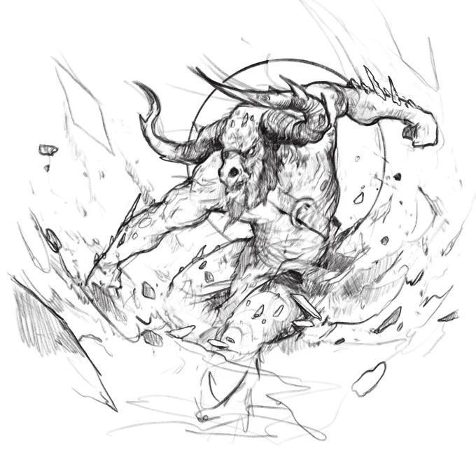 Hey my fellow raging minotaur lovers! Many of you asked me to share some sketches for #Moraug Fury of Akoum!

So here we go! I am glad my personal favorite got picked. :)
These were done with #Procreate on the iPad. #mtg #sketches #MagicTheGathering #zendikarrising 