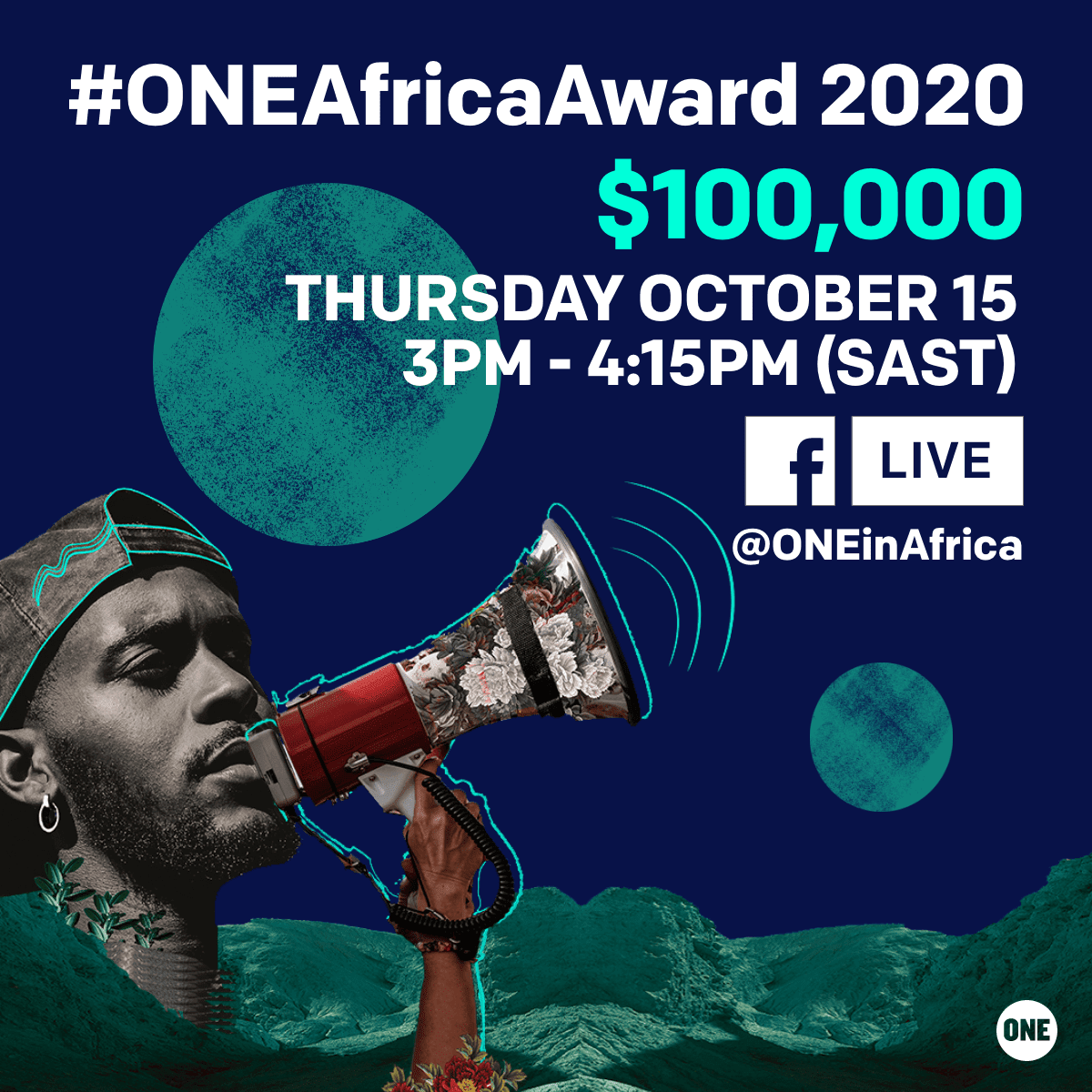 We voted and now its time to find out who the winner of the ONE Africa award is! Join us for the official announcement of #OneAfricaAward winner via Facebook live (go.one.org/3lJcs5y) at 3 p.m. (SAST) / 4 p.m. (EAT). 

#OneAfricaAwardFinalist🙏