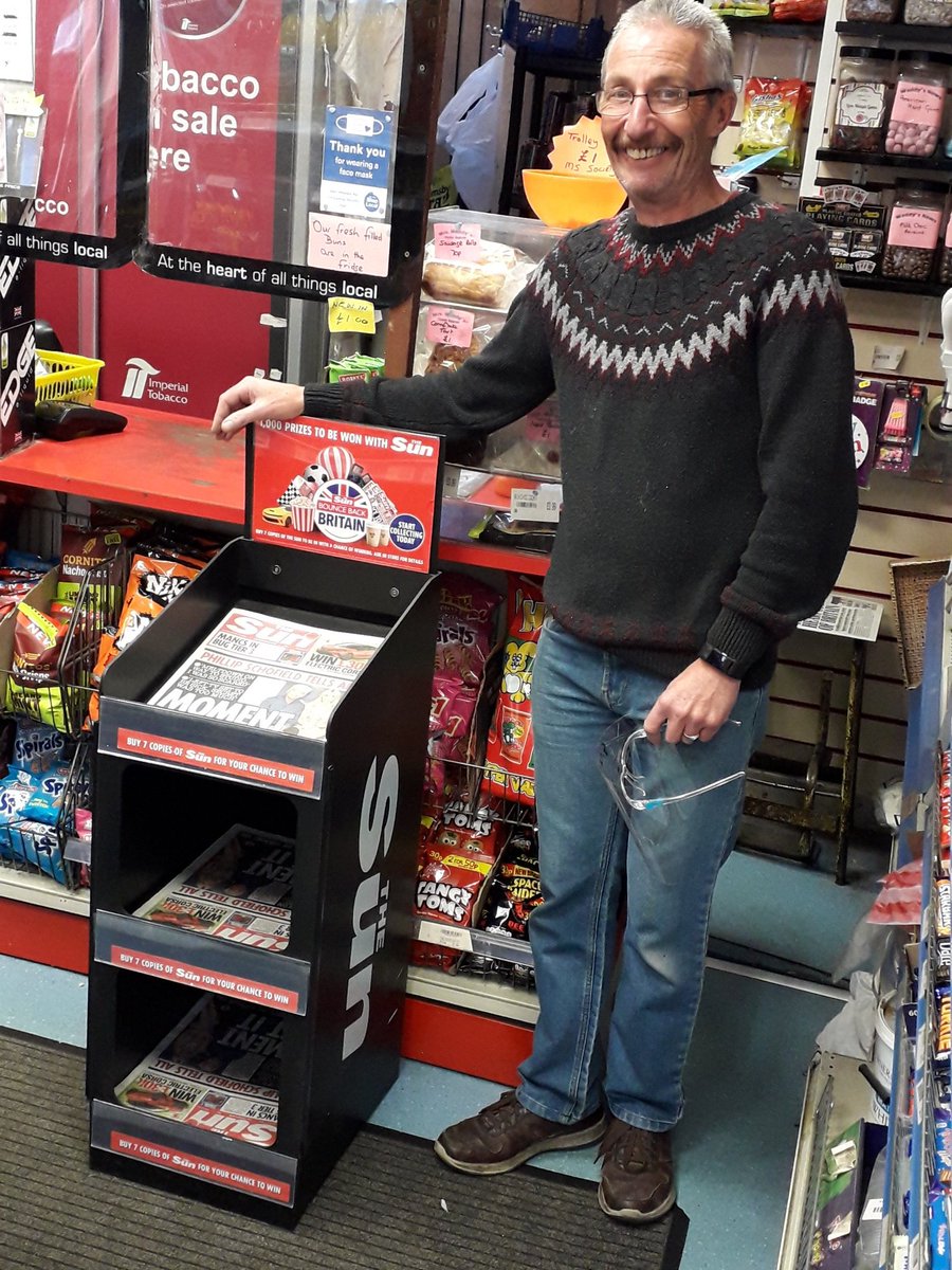 #BounceBackBritain#newsretail@TheSun. Waddys News in Grimsby are supporting Bounce Back Britain. The owner Gary Waddington said that his customers are coming back every day for their next sticker, hoping to win a prize.