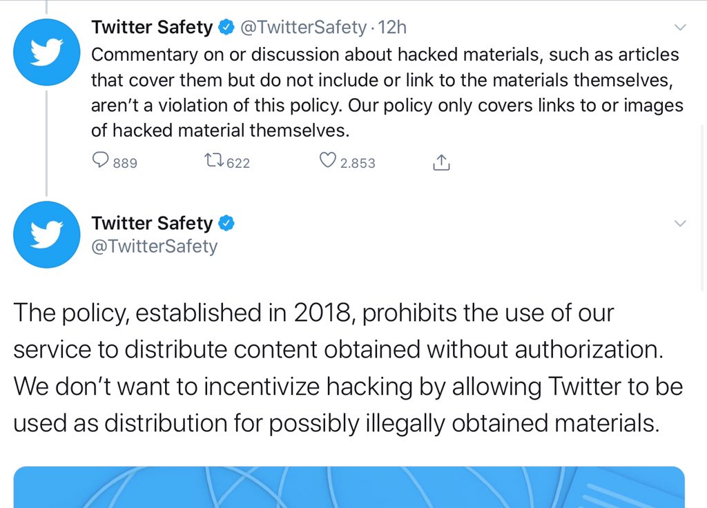 Look carefully at what Twitter is saying to justify censoring the Biden story. If applied consistently, it’d mean that some of history’s most consequential journalism — the Pentagon Papers, WikiLeaks’ war logs, Snowden docs, Panama Papers, our Brazil Archive — would be banned.