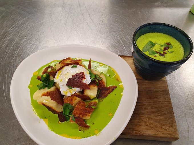 Level 3 student, Elliot Williams' entry in the #WaterCressChallange 

Parmesan Gnocchi, poached egg  smoked bacon crisps and a watercress veloute.

<a href="/Passion2Inspire/">A Passion to Inspire</a> <a href="/Sey_chef/">Sey Millington MCGB Master CGC</a>