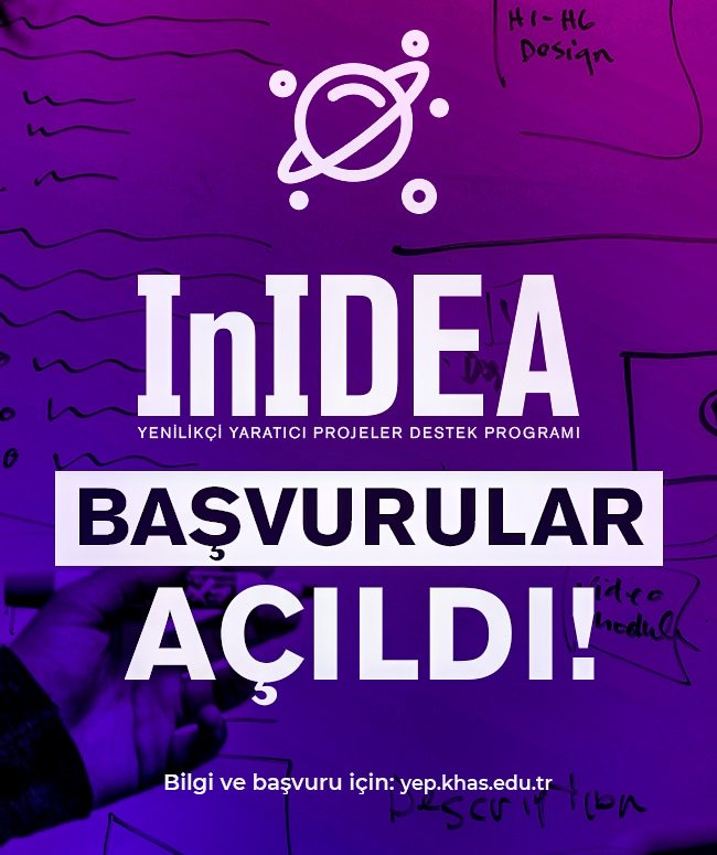 Sanat, sosyal bilimler, girişimcilik, tasarım, teknoloji alanlarında yenilikçi ve yaratıcı fikirlerinizi hayata geçirmek için başlattığımız  InIDEA Programı 2020- 2021 Akademik Yılı I. Dönem Başvuruları başlıyor.Son başvuru tarihi 16 Kasım 2020.