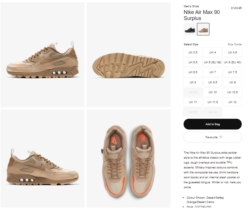 air max 90 surplus size 10