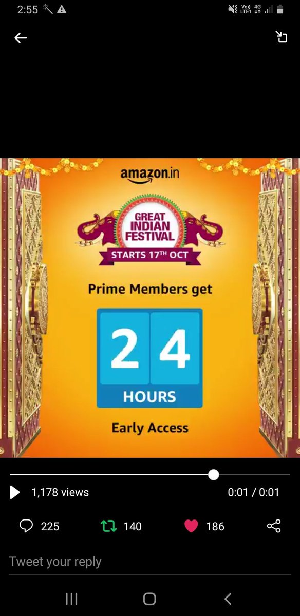 ArunPrakaash10's tweet photo. @amazonIN Hi @amazonIN the #PrimeEarlyAccess start 24hours before for #AmazonGreatIndianFestival for Prime Members https://t.co/OO9i8jxmJt