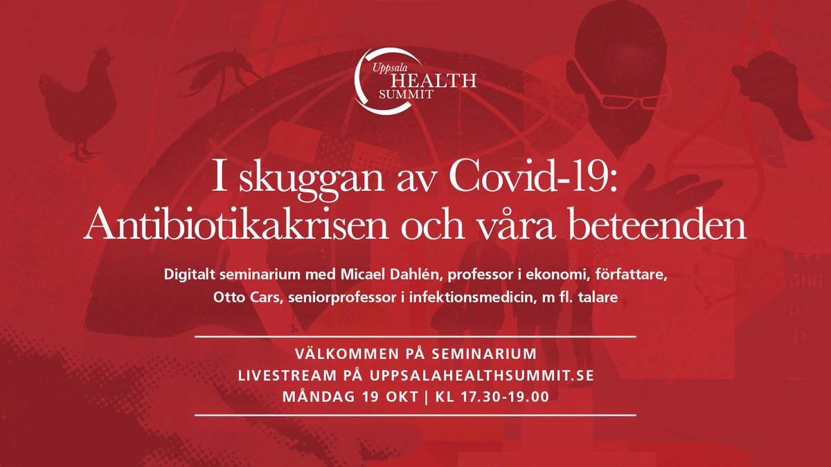 Ua_HealthSummit's tweet photo. Missa inte det digitala seminariet "Antibiotikakrisen och våra beteenden" på måndag den 19e klockan 17.30, med bl a @OttoCars1 och @micaeldahlen. Vi livesänder från https://t.co/qP3vSMmB54. #antibiotika #ABR #uppsalahealthsummit #AMR 

 @uppsalauni https://t.co/iwX6D8U2ea