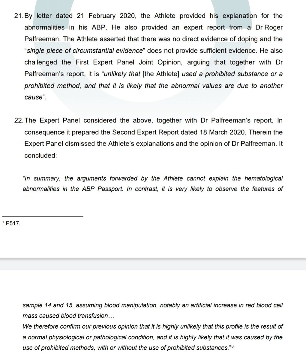 Jamie_langley1's tweet photo. Interesting to see the in AIU report sanctioning Daniel Wanjiru London 17 Marathon winner for ABP violation. Wanjiru recieved an expert opinion from 'Dr Palfreeman' defending Wanjiru's off-score of 132.50 was not due to doping. 

The same Team Sky &amp; British cycling Dr Palfreeman. https://t.co/khJnms98eN