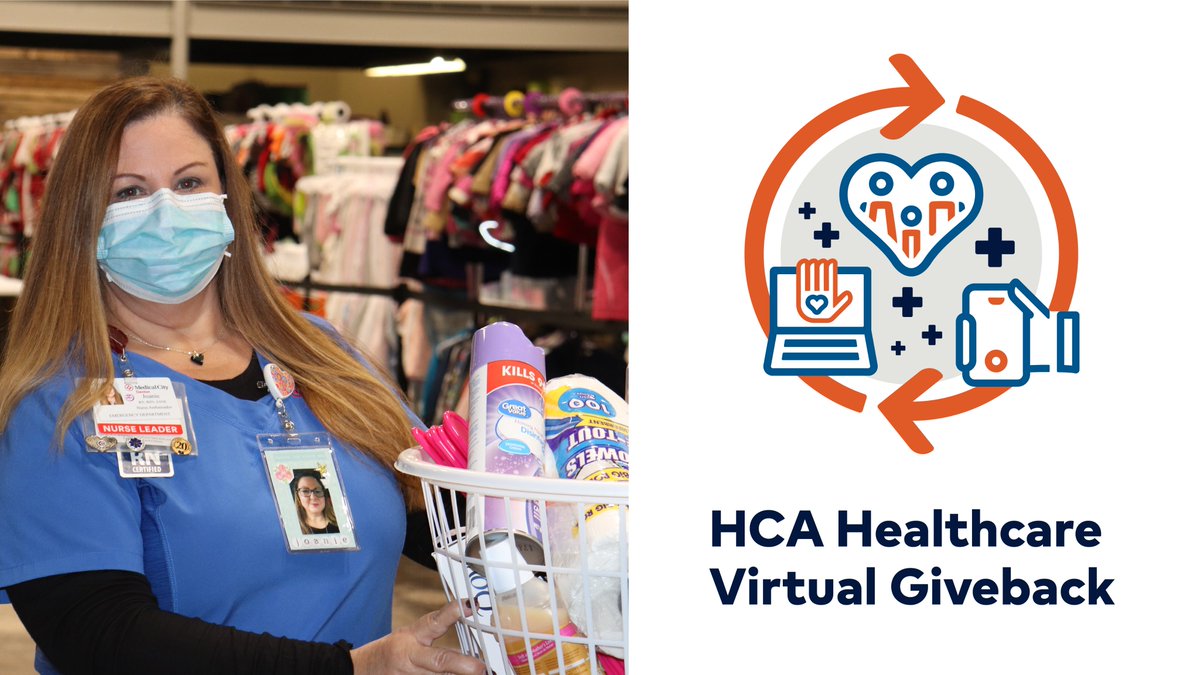 HCAhealthcare's tweet photo. Give back. Pay it forward. That’s what colleagues continue to do this month as part of HCA Healthcare’s #VirtualGiveback. An ER nurse ambassador at @MedCityDenton, Joanie Sackett gives back to her North Texas community through selfless acts of service ➡️ https://t.co/I0lT6rLP74 https://t.co/fNnTCzXCwR