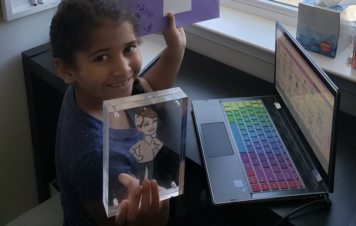 My K student from last year has framed and taken flat Mrs. Witles into her 1st online grade classroom. Love being there to cheer her on! #AACPSAwesome #relationshipsmatter #alwaysmykid