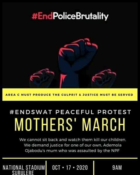 Na mother wey follow us go protest, we go marry em daughter.

#EndSWAT 
#EndBadGovernanceinNIGERIA