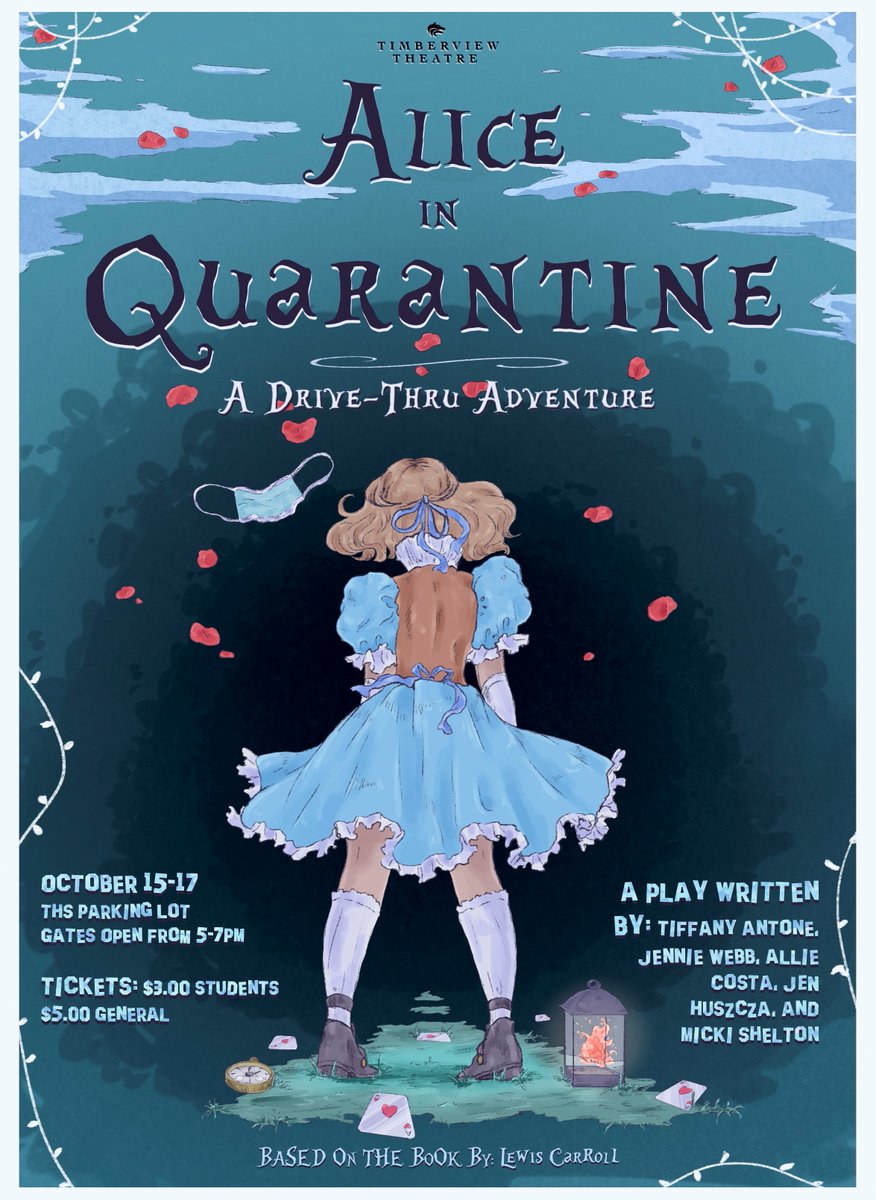 allieacts's tweet photo. ALICE IN QUARANTINE opens tonight! Break a leg, everyone! Written by @LadyPlaywright @playwrightjen @jenniewebbsite Micki Shelton &amp; me, based on Alice's Adventures in Wonderland by Lewis Carroll. Directed by @kenfudge79 Brought to you by @PlagueWrites
Poster by Z. Nueva https://t.co/5KUUUgQ47Y
