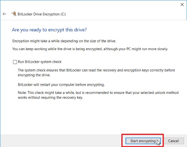 mak_security's tweet photo. 6-الان اضغط على “Start Encrypting” لبدء عملية تشفير الملفات في ويندوز 10 علماً بأن الخطوة قد تستغرق بعض الوقت وتتطلب إعادة تشغيل الحاسوب في حالة تشفير بارتشن الويندوز نفسه. https://t.co/ARXl1VmQfN