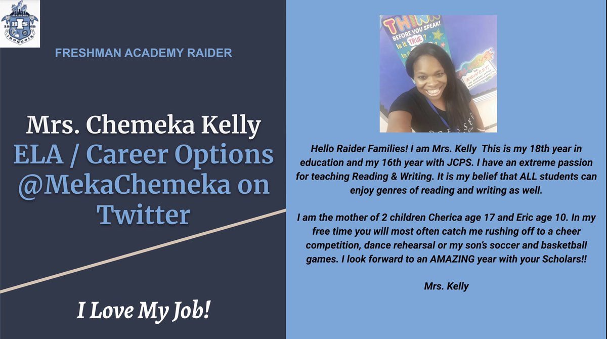 IHSFreshmanAca1's tweet photo. Today’s #TeacherFeatureThursday is @MekaChemeka! Mrs. Kelly is the leader of the BSU, is involved with the Kentucky Nations Documentary Collective, and also helps support our raiders in ESS! This rockstar teacher is dedicated to our raiders success! #IroquoisBelives #FRESHlife https://t.co/1v3aGAz3Uk