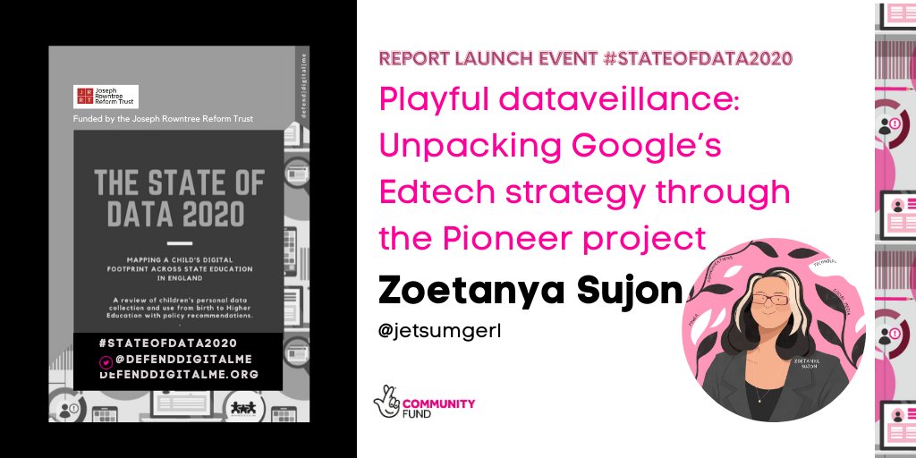 defenddigitalme's tweet photo. At the #StateOfData2020 Dr Zoetanya Sujon @jetsumgerl presented her research, Playful dataveillance: unpacking Google's #edTech strategy | Catch up https://t.co/SZmXq9lJcf

Our report asks can we safeguard state education dependent on Silicon Valley tech? https://t.co/wYekD8SB6H https://t.co/LndG849ftO