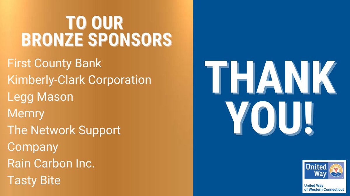 unitedwaycwc's tweet photo. Thank you to our Bronze Sponsors #FirstCountyBank, @KCCorp, @leggmason, #MemryCorporation, #TheNetworkSupportCompany, #RainCarbonInc, and @TastyBite for your commitment to our community! #LiveUnited #StrongerTogether https://t.co/q1XKludDUz