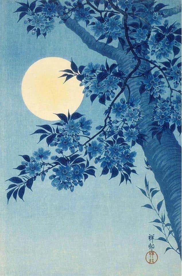 MenschOhneMusil's tweet image. Blossoming Cherry on a Moonlit Night, 1932, Koson Ohara.