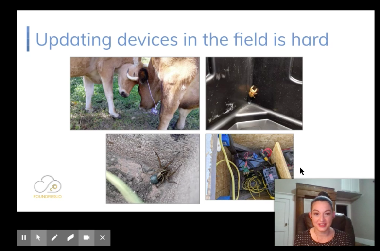 _kate_stewart's tweet image. Listening to @TheaClay at @BluetoothSIG meetup using @ZephyrIoT with OTA update from @FoundriesIO factory.     Chortling and very much enjoying this what happens when IoT technology meets the real world in rural Texas!