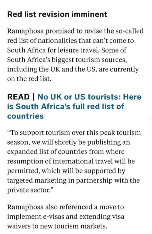 TAGTravel_Za's tweet photo. #redlist to be revised!
#level1 regs &amp; long &amp; changing red-list kills #tourism confidence. We’re #OpenNotOpen for no public health reason.Chaotic regs stops #tourism in its tracks #FalseStart4Tourism #EconomicRecovery @CyrilRamaphosa @PresidencyZA @GovernmentZA @ParliamentofRSA https://t.co/5kaQUkH9HD