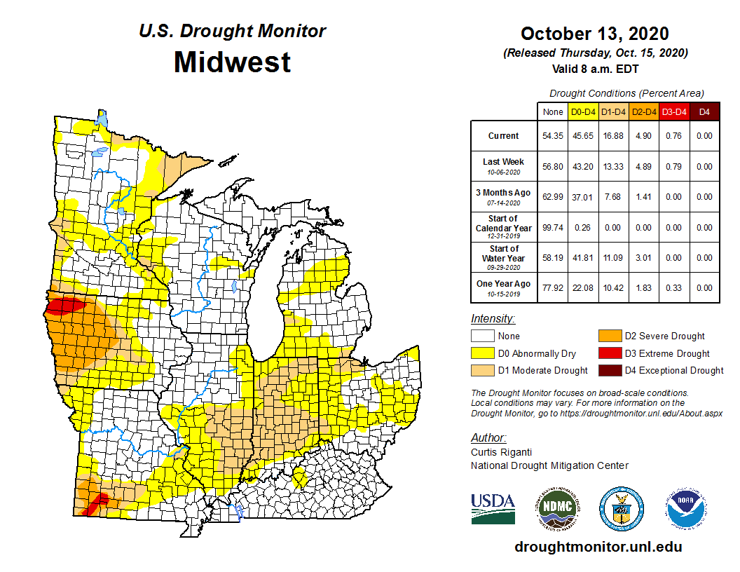 NOAANCEI's tweet photo. October 13: Moderate to extreme drought expanded in southwestern MIssouri. Moderate drought spread in Illinois and Indiana. Moderate to extreme drought persists in western Iowa. https://t.co/hs7rCpQMsY #DroughtMonitor #IAwx #ILwx #INwx #MOwx #MIwx #IAdrought #ILdrought #INdrought https://t.co/epDYdr44wa
