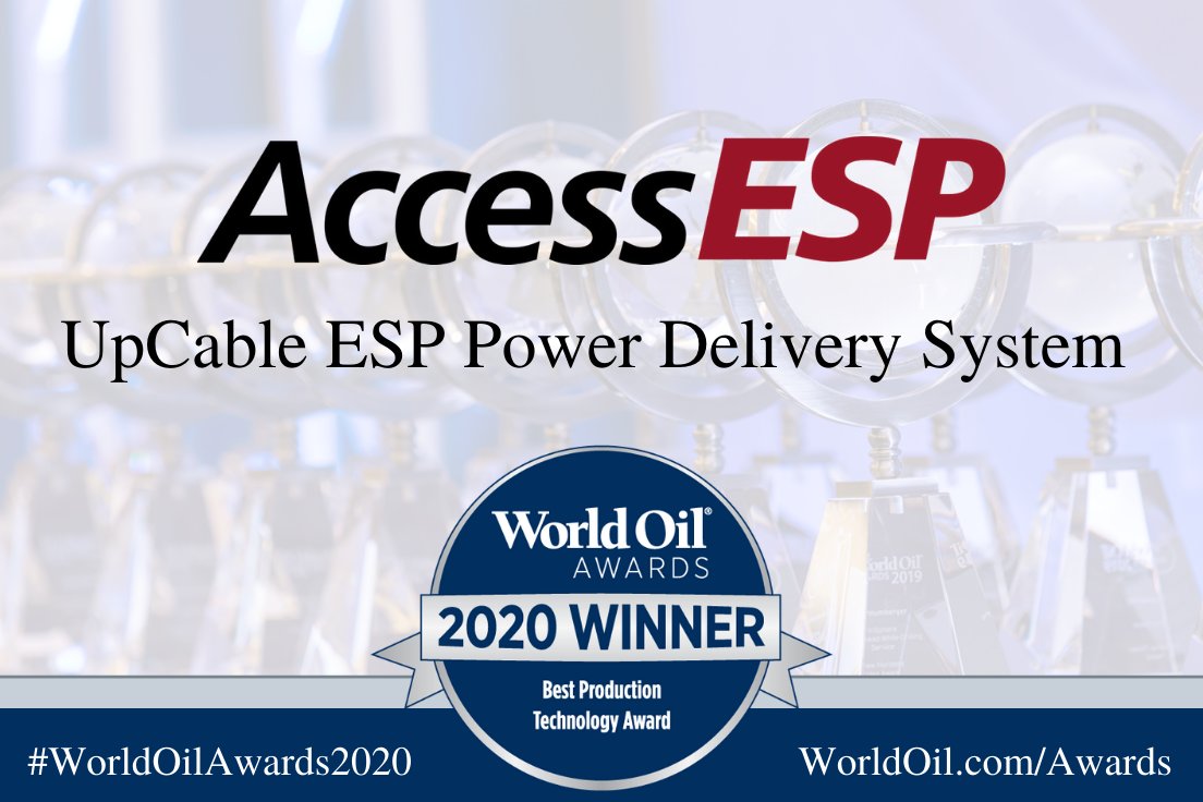 WorldOil's tweet photo. Congratulations to #AccessESP, winner of the #WorldOilAwards2020 Best Production Technology award! https://t.co/bf1ge3e9cp