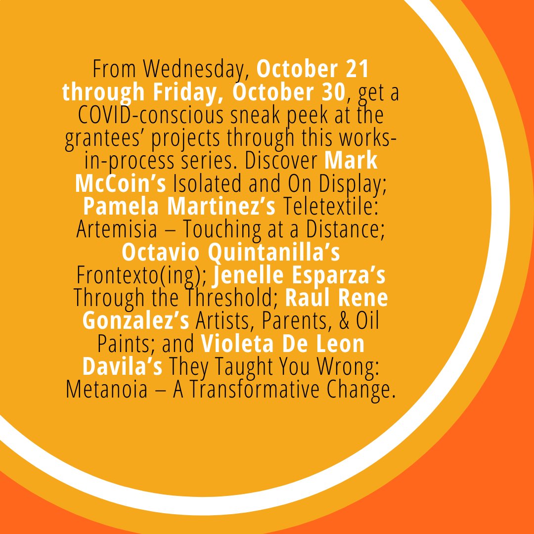 The Luminaria Artist Foundation Work-In-Process Fall Series features the works of the six grantees named in the Spring of 2020. ⁠
⁠
For more information on the artists and their installations happening October 21st through the 30th visit LuminariaSA.org! Link in Bio.
