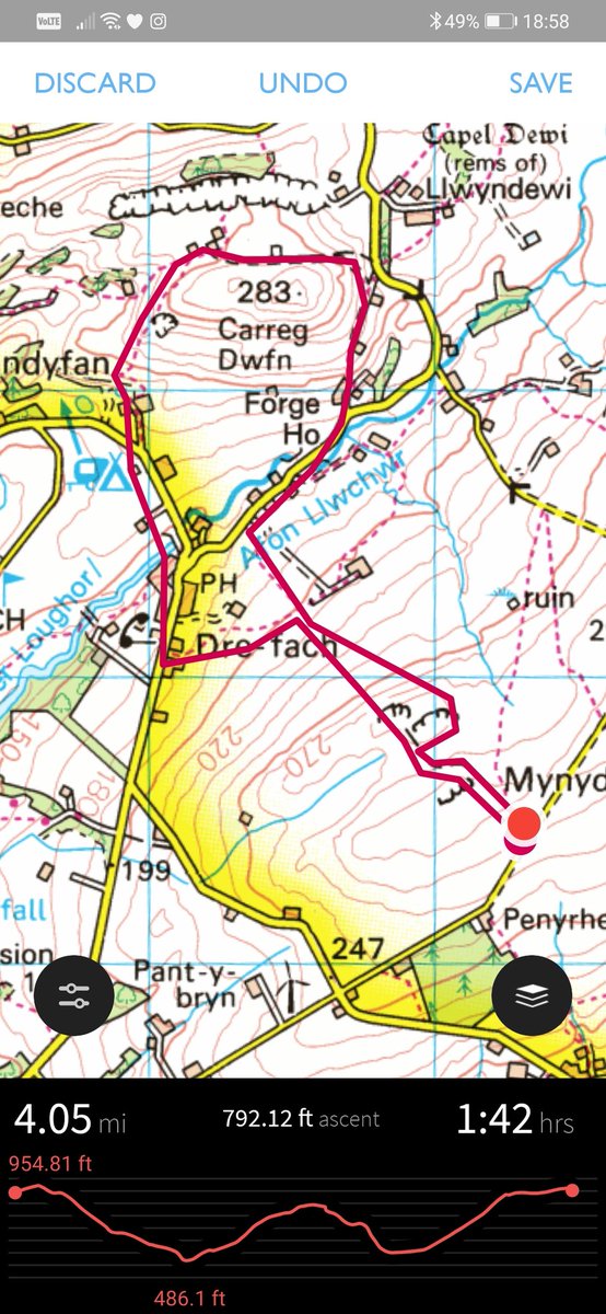 Lockdown is making walking difficult on the mountain behind my home. As #betwsmountain has West Glamorgan on its southern side.  So looking at other walks nearby. Tomorow exploring #carregdwfn. Just a stone throw from #carregcennencastle and #taircarnisaf. @OrdnanceSurvey fab app