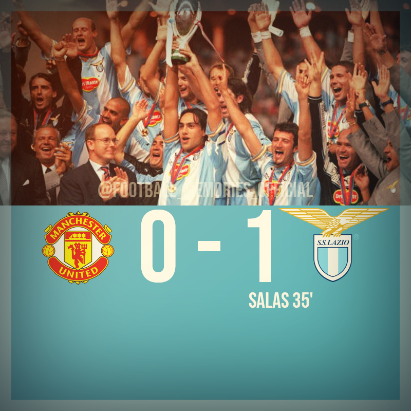 1999 UEFA Super Cup | Against the odds, Lazio won the Cup with a goal of Marcelo Salas in the 35th minute
#footballmemories #lazio #curvanord #seriea #serieatim #calcio #nesta #veron #diegosimeone #robertomancini #sandronesta #salas #almeyda #mihajlovic #nedved #simoneinzaghi https://t.co/BKxL3XbMVF