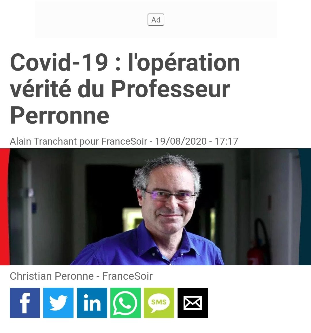 Sans compter les articles de  @france_soir sous la tutelle de  @xazalbert, lié également à  @silvano_trotta,  @MartineWonner,  @NicoleDelepine,  @Laissonslespre1 etc... qui parlent de Pr Perronne comme un sauveur de la lutte HCQ.