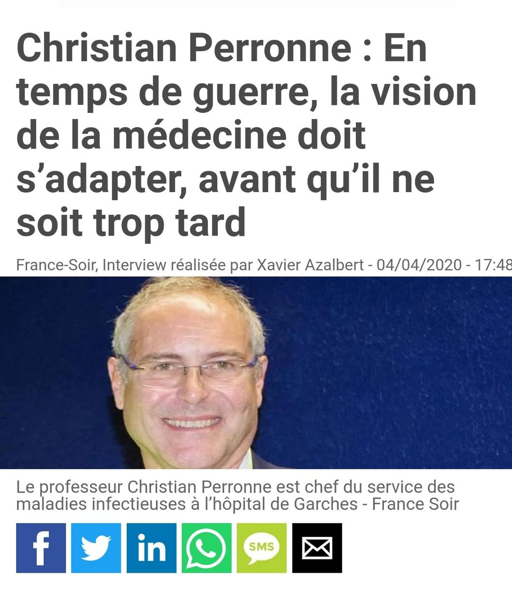 Sans compter les articles de  @france_soir sous la tutelle de  @xazalbert, lié également à  @silvano_trotta,  @MartineWonner,  @NicoleDelepine,  @Laissonslespre1 etc... qui parlent de Pr Perronne comme un sauveur de la lutte HCQ.