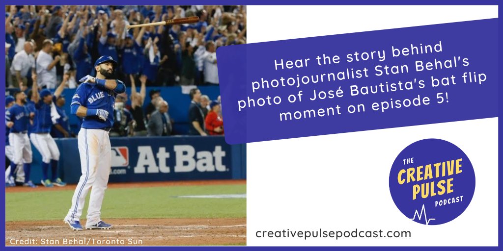 5 years ago this week was <a href="/JoeyBats19/">Jose Bautista</a>'s bat flip moment at a <a href="/bluejays/">Toronto Blue Jays</a> game. <a href="/StanBehalPhoto/">Stan Behal</a>, #photojournalist extraordinaire, shares how he caught the instantly-iconic moment of #Toronto #sports history on ep5 of the #CreativePulsePodcast. Tune in! #ThrowbackThursday #BlueJays