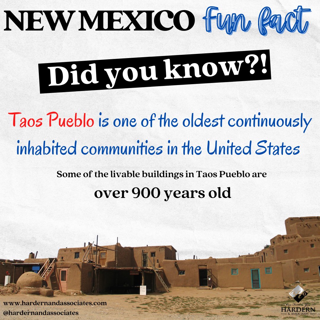 taradiazrealtor's tweet photo. Imagine living in a 900-year-old building? ๐ค
#Thursday #funfact #Newmexico #newmexicofunfact #trivia #Taospueblo #oldestcommunity #history #Thursdaytrivia #triviathursday #capulinvolcano #hardernandassociates #exprealty https://t.co/A4iNPmJpCT