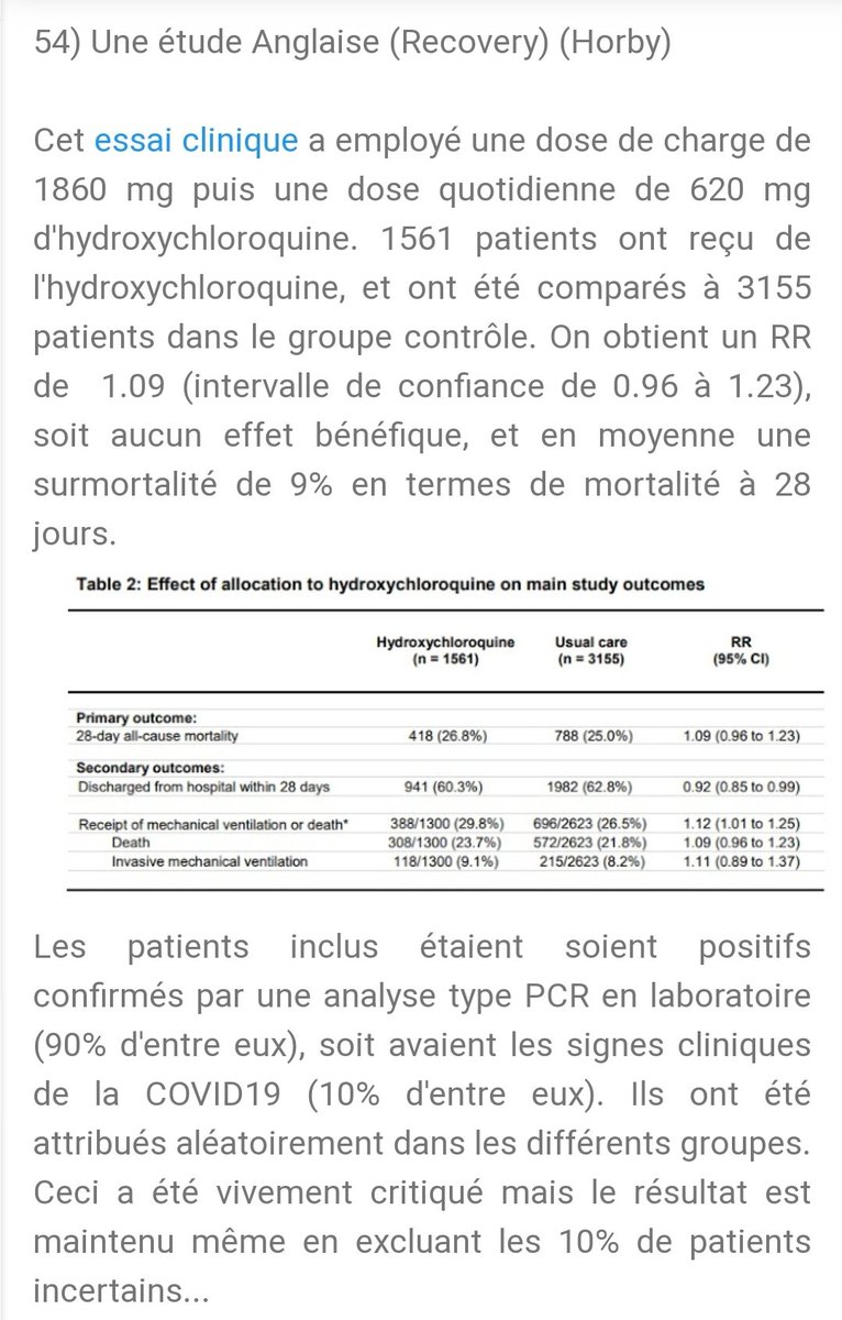 Et je vais partager ici le travail de  @AlexSamTG sur les fameux protocoles à base HCQ avec ou sans AZY, le lien :  https://rechercheindependante.blogspot.com/2020/05/les-etudes-sur-lhydroxychloroquine-hors.html?m=1Et la capture d'écran qui reprend l'aspect Pharmaco et l'intégration décrié par  @france_soir, assurant que cette étude a tué les patients.