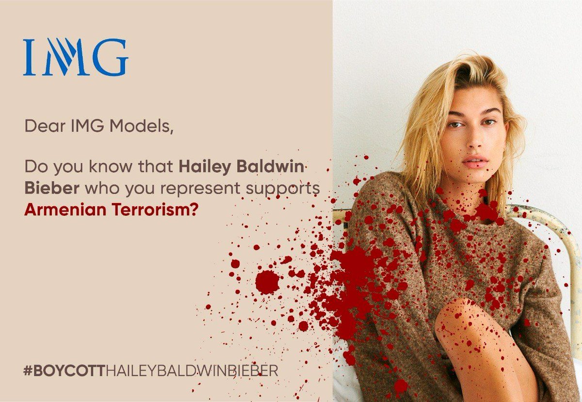 ziziclouds's tweet photo. Dear @IMGmodels, do you know that one of your clients supports #ArmenianTerrorism?

#StopArmenianTerrorism
#StopArmenianAggression
#DontBelieveArmenia
@Nespresso, @UCLAAdmission, @sonymusic, @NARSCosmetics https://t.co/9pf5OyEgOf