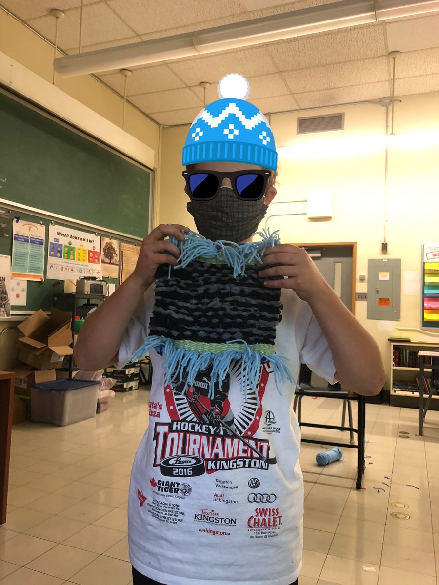 MissEeeL's tweet photo. We have a very proud weaver! This activity was a big hit, thanks Jaime! @McHughEduCentre @rsc_crs #weaving101 #creativeendeavors https://t.co/f9rsdpwGsd