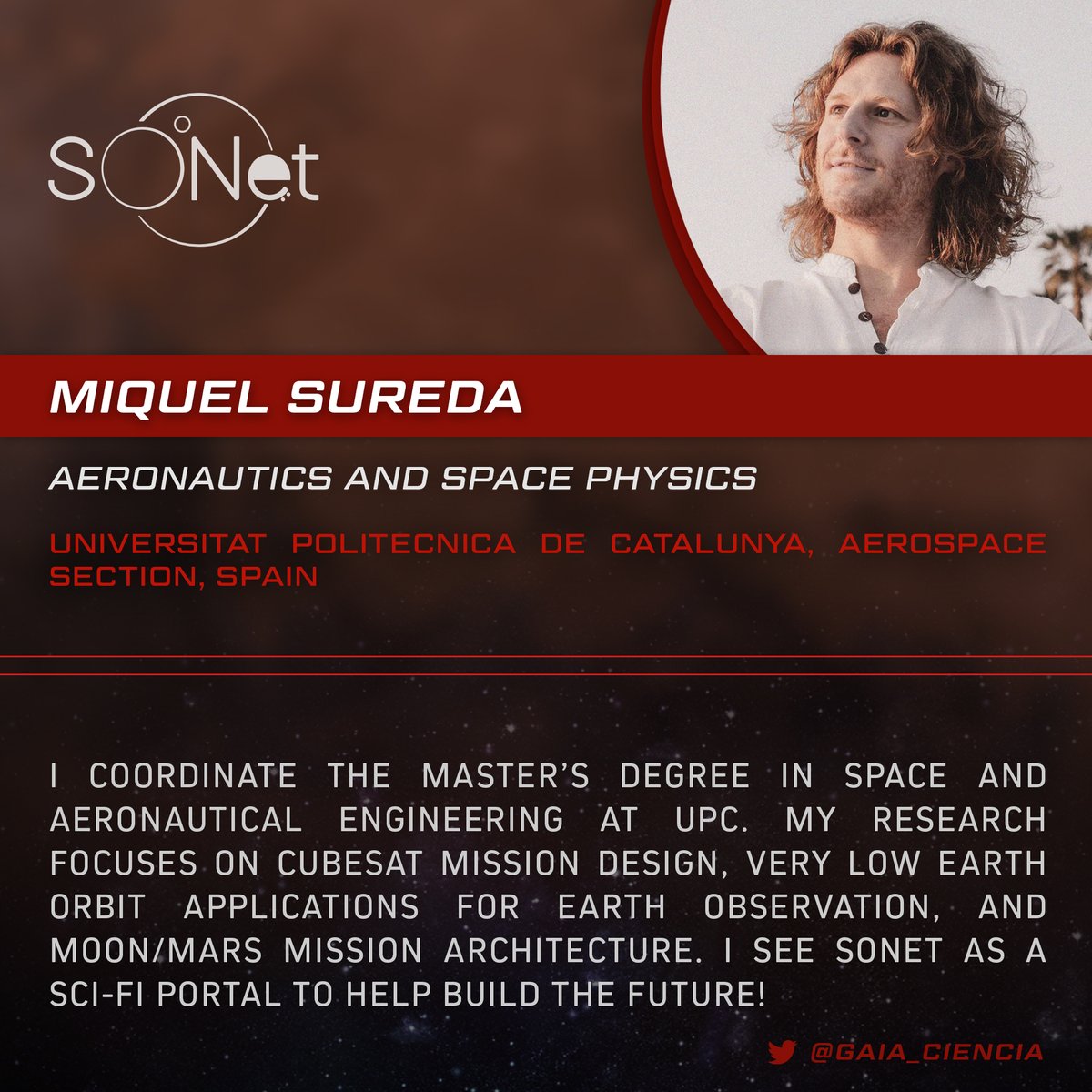 SONet_hub's tweet image. Today: We introduce SONet member Miquel Sureda @Gaia_Ciencia who shares insight on space transportation - the all encompassing means to travel between planets!
#SONetToMars #WeAreSONet #SpaceTransportation