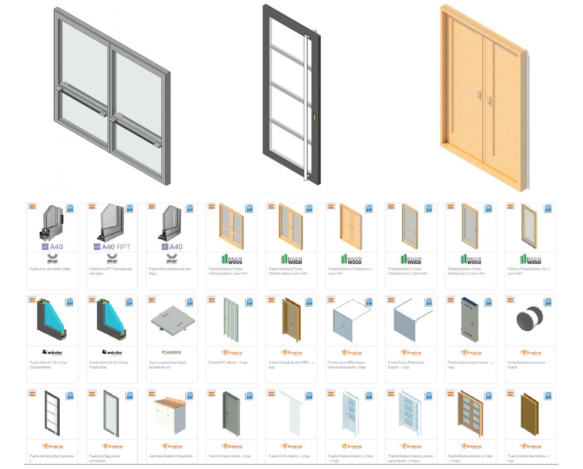 ¿Necesitas puertas para tu proyecto? Puertas de madera, cristal, metal, pvc, manuales, automáticas para garajes, controles de acceso, seguridad... 
Disponibles gratuitamente en varios formatos #Reivt , #IFC, #Autocad : bimetica.com/resultado-busq…