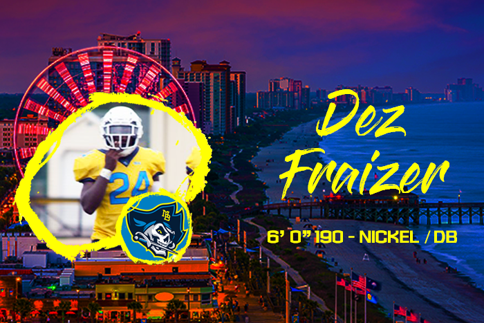 CollegiateMb's tweet photo. 👤 Dez Fraizer
🏈6'0" 190 - Nickel/DB
🏢 Myrtle Beach Prep
🎓 Mid-Year Eligible
📱 @dezfrazier3 
📽️https://t.co/Syx812rxOK

@CarolinaXposure @JasonPugheXOS @coach_mjacobs @coachkeithhenry @neugs1288 @CoachPang @CoachMakrinos @BobbyRome @CoachRhodes_CU @CoachHun_LU @Coach_Bohannon https://t.co/egm2uS7gDd
